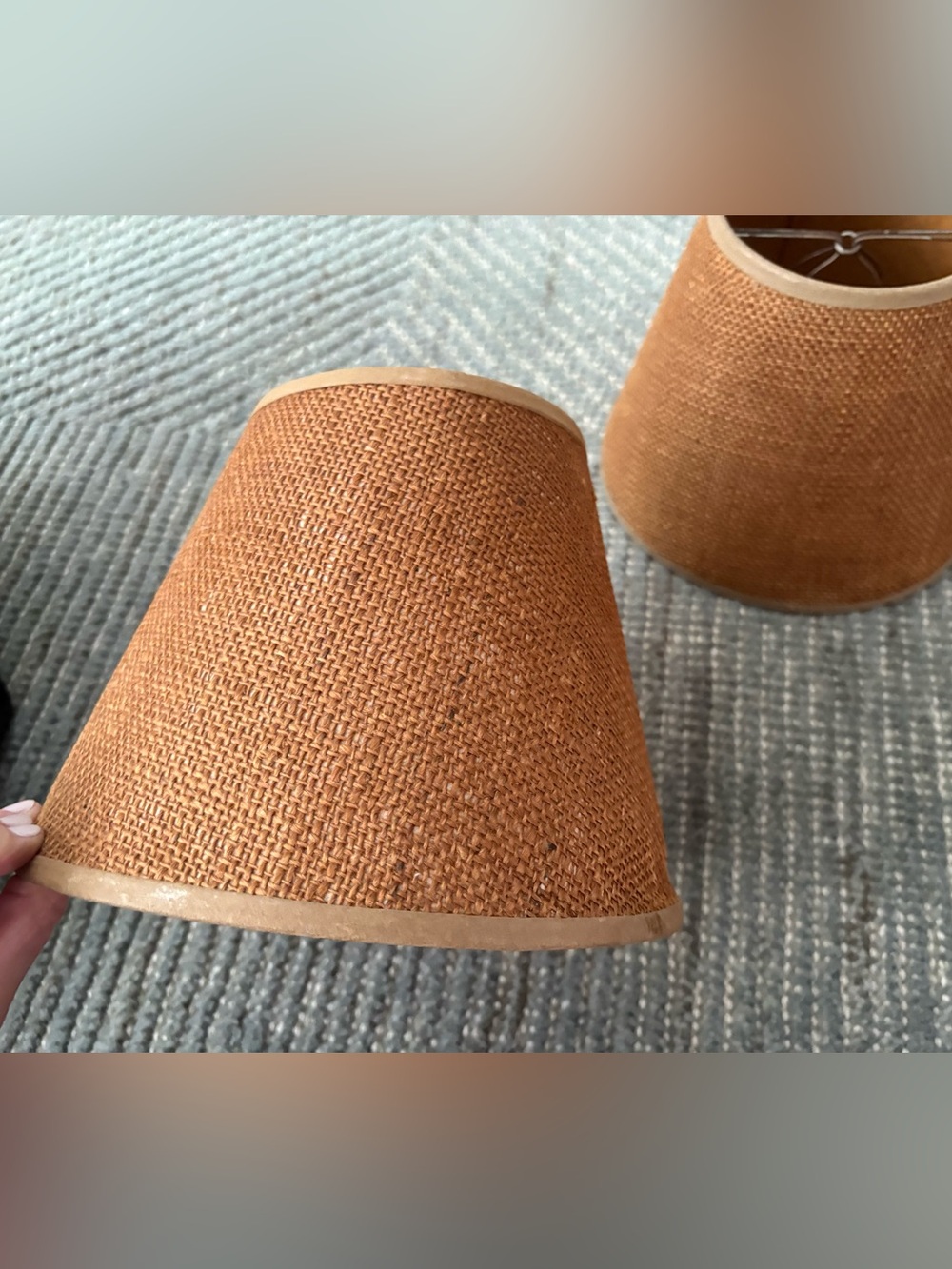 Vintage Woven Tan Home Accent Lamp Shades - Set of 2